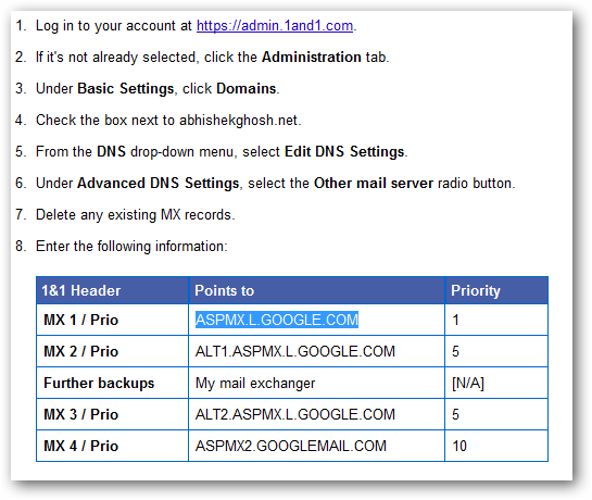 gmail for domains setup gmail for domains setup