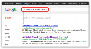 Facebook Résumé Abhishek Ghosh
