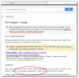 Rich Snippets and Organization of Schemas