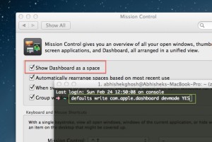 Dashboard of Mac OS X